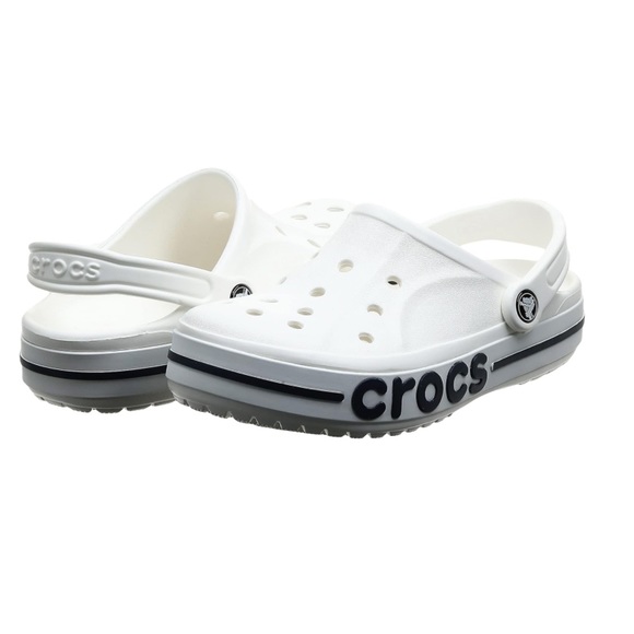 CROCS Shoes - Crocs Unisex Bayaband Clog White  and navy Women size 7 Mens 5